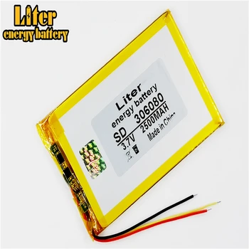 

3 line Polymer lithium battery 306080 3.7V 2500mah love landing PDA smart tablet computer GPS DVD DVR 3.7V polymer