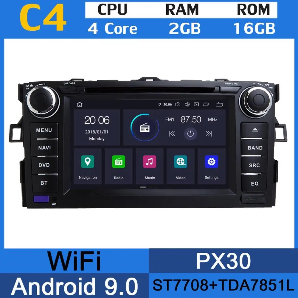 " Android 9,0 PX6 4G Оперативная память+ 64G Встроенная память Автомобильный мультимедийный DVD плеер для Toyota Auris 2006 2007 2008 2009 2010 2011 радио gps навигации - Цвет: 4Core 2G RAM 16G PX