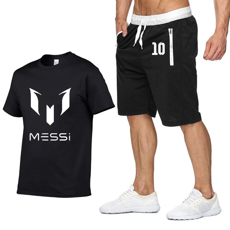 Месси 10 принт летняя модная футболка Мужская хип-хоп Повседневная хлопковая футболка с коротким рукавом высокое качество Месси футболка мужская футболка+ брюки костюм