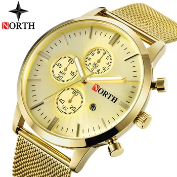 

NORTH Watch Men Luxury Brand Men Fashion Business Quartz Watches Full Steel Gold Waterproof Clcok Male Casual Sport Quartz-watch