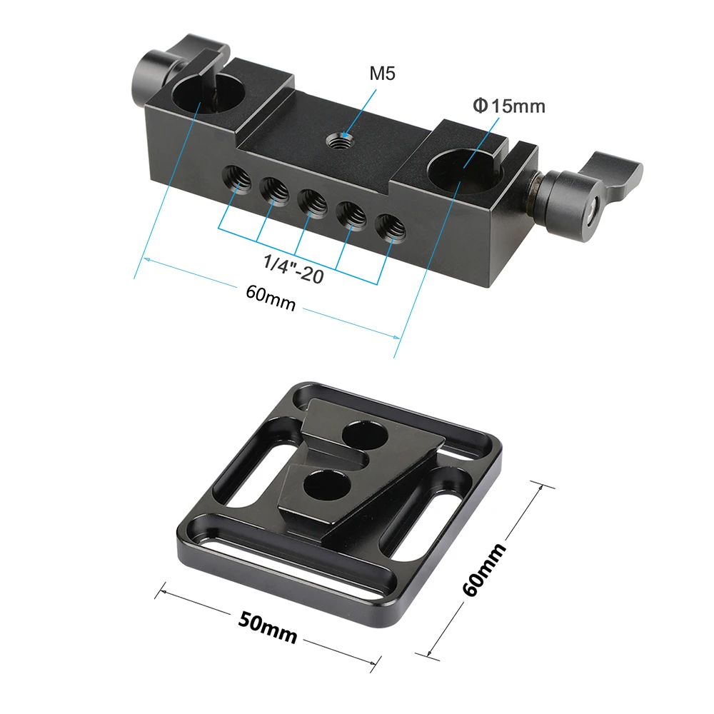 Quick Release V-Lock Mounting Battery Plate With Standard 15mm Dual Rod Clamp Ad