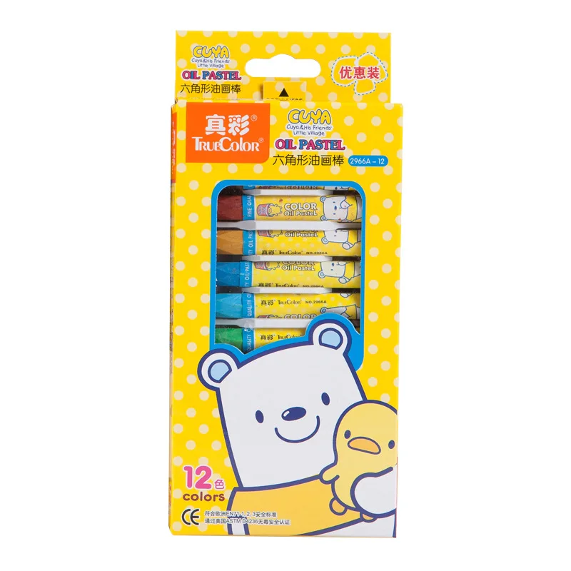 

ZHENCAI 2966A cool ya Series 12-Color Crayon Hexagonal Crayon Soft Crayon