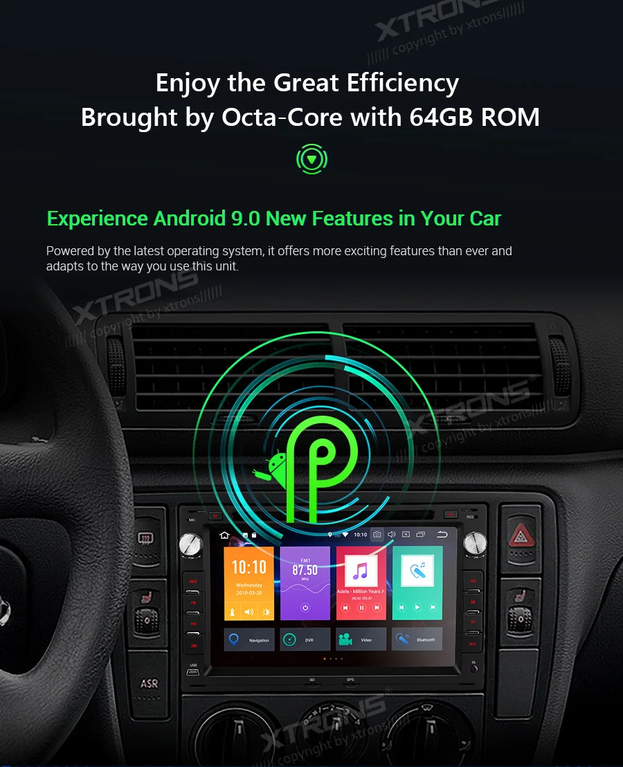 Clearance XTRONS 7" Android 9.0 Octa Core 64G ROM 4G RAM Car DVD Player Multimedia GPS System Custom Fit for Volkswagen for Seat for Skoda 6