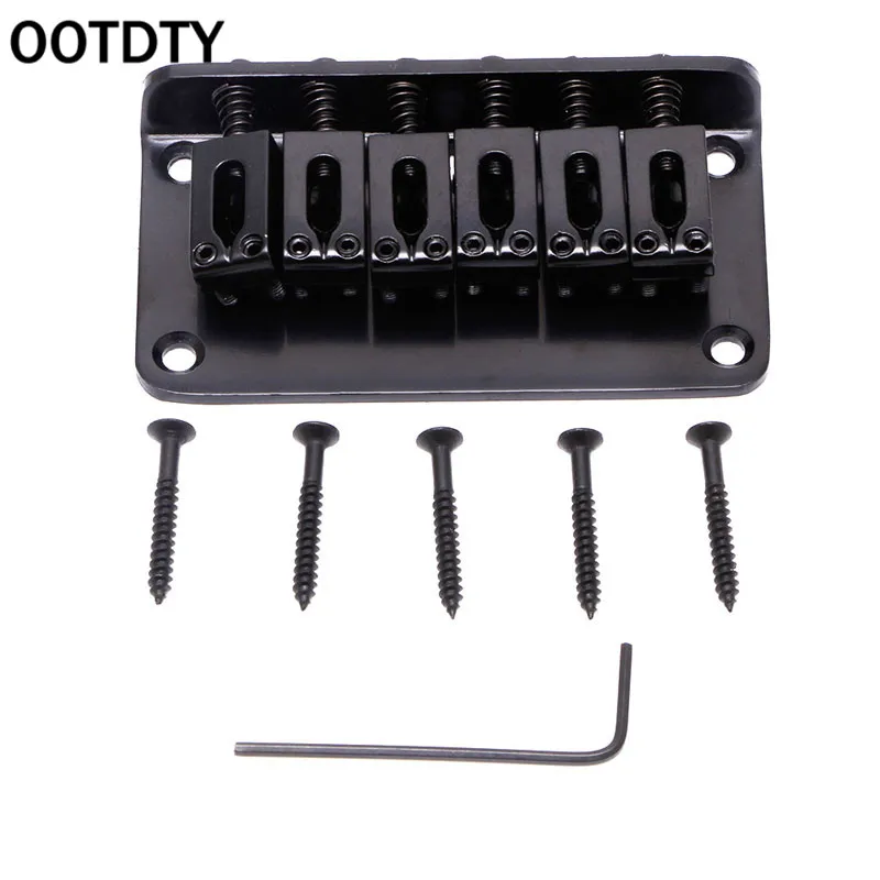 

OOTDTY Guitar 6 String Metal Hardtail Bridge Black For Electric Guitar With Screws New suit for guitar