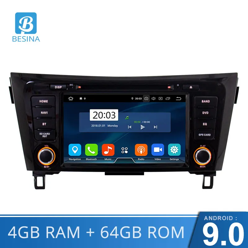 Besina Android 9,0 автомобильный dvd-плеер для Nissan qashqai X-Trail- Мультимедиа gps Navi wifi 2 Din автомобильный радиоприемник 4G+ 64G стерео
