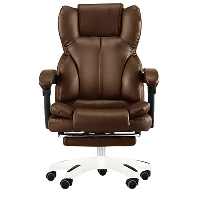 Мягкое игровое кресло из эко-кожи, массажное вращающееся кресло для дивана, кровати, гостиной, кресло для ноутбука, офиса, детского кабинета, Silla Cadeira Gamer Pouf - Цвет: brown with footrest