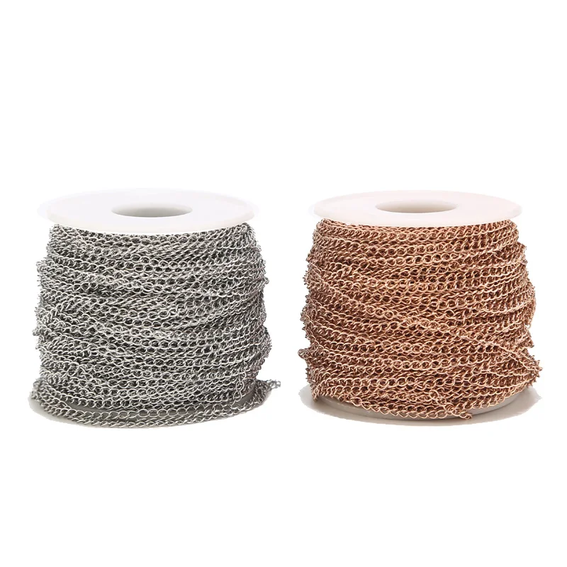 

2 meters Stainless Steel Soldered Extension Tail Chain Gold Rose Gold Necklace Extender Chains for DIY Jewelry Making