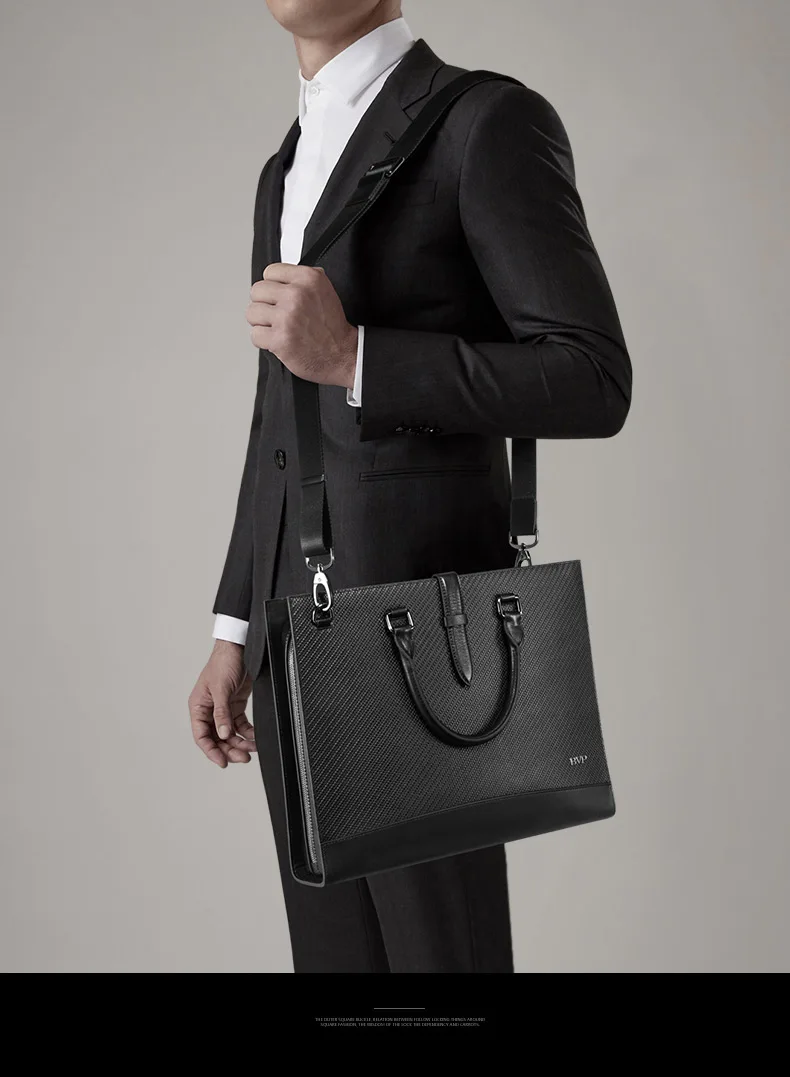wonderful  BVP Famous Brand High Quality Men Business Briefcase Genuine Leather 14 inch Laptop Bag Black Real 