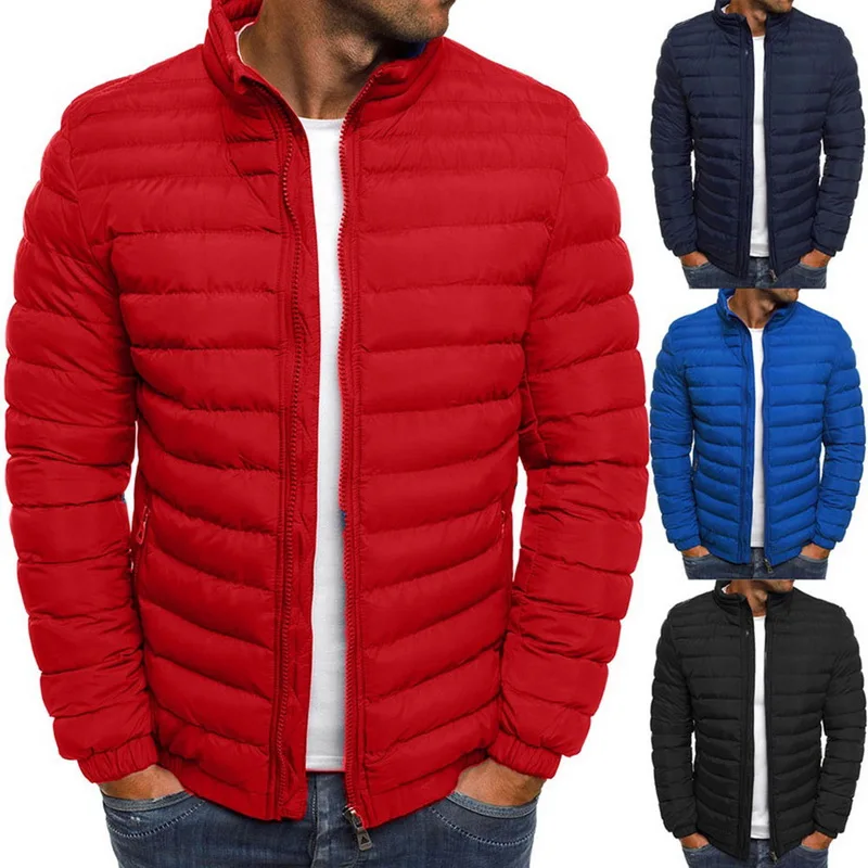 

2019 Winter Jacket Men Coat Clothes Warm Coats parka Slim Autumn Windproof Zippe Pocket Stand Collarr Overwear Jackets casaco