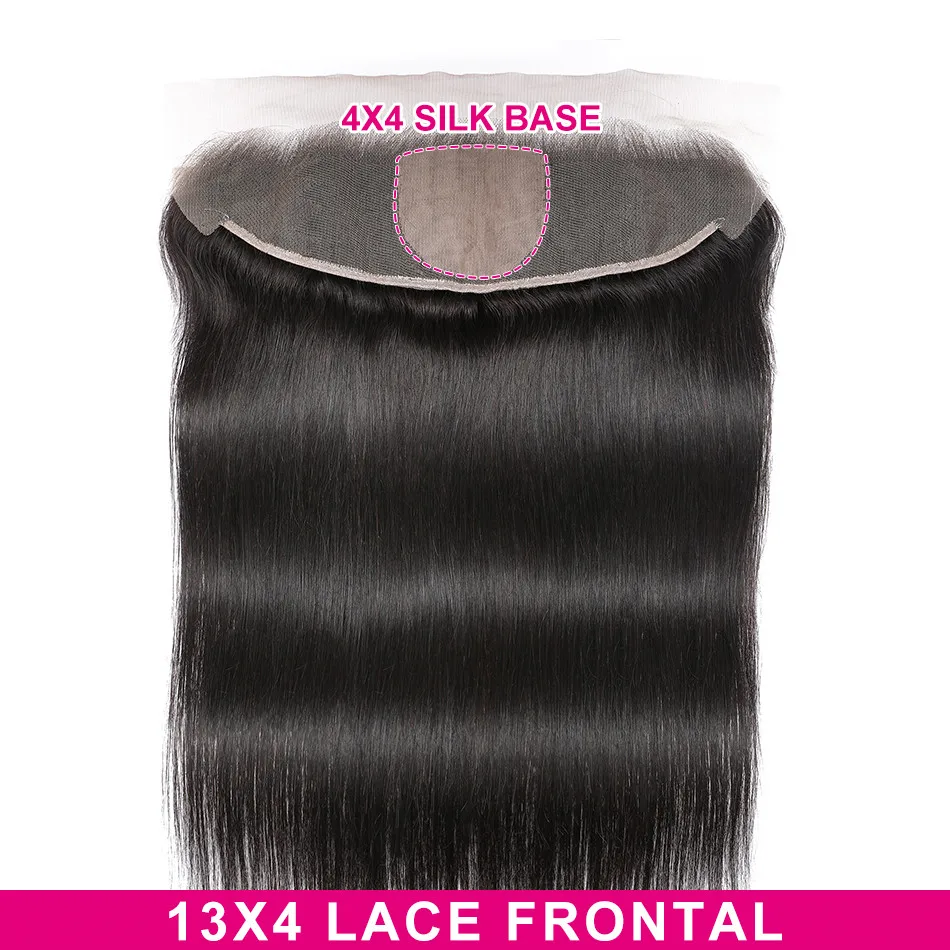 Unice-extensiones de pelo brasileñas con encaje Frontal, pelo virgen liso de encaje doble, Base de seda 4x4, 13x4, 100%