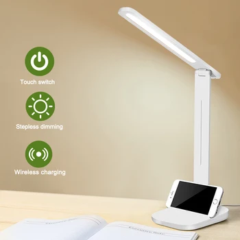 

7W Sensor Touching LED Table Reading Lamp Touching Control Adjustable Brightness USB Rechargeable Eye-Protect