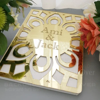 

Personalized Album Mirror Surface Wedding Signature Guest Book Custom Acrylic Sticker Guest Check in Book Party Decor Favor G008