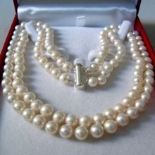 915+++ 2 ряда 6~ 7 мм Белое Жемчужное Ожерелье AKOYA с морской водой 17-1" бусы для изготовления ювелирных изделий из натурального камня