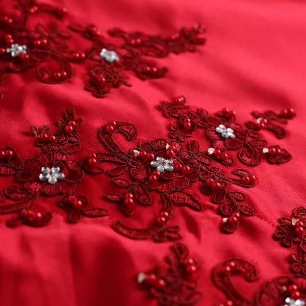 Robe de soiree, сексуальное кружевное платье с открытой спиной и аппликацией, vestido longo, длинное платье с жемчугом и кристаллами, Красное Атласное Вечернее платье, платья для матери невесты