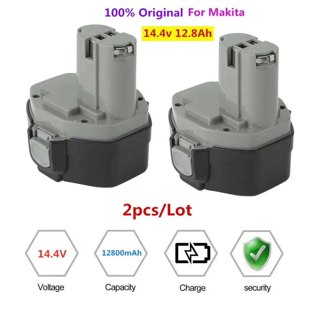 

2pcs Original 14.4V 12800mAh NI-CD Power Tool Battery for MAKITA 14.4V Battery for Makita PA14,1422,1420 192600-1 6281D 6280D