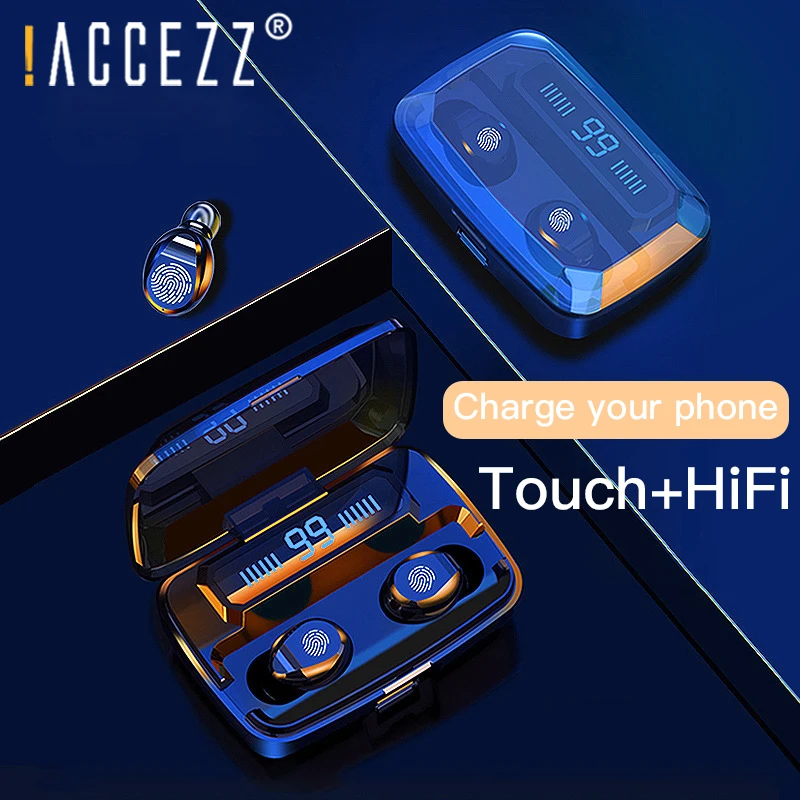 

!ACCEZZ LED Display TWS Bluetooth5.0 Earphone HIFI Stereo Touch Control Headset With Charging Box Extal Power Bank Charger Phone