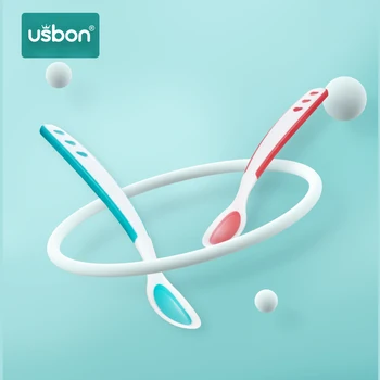 

Usbon 2Pcs /lot Learning Dishes Temperature Sensing Spoon for Baby Safety Flatware Silicone Feeding Spoon Dishes Tableware
