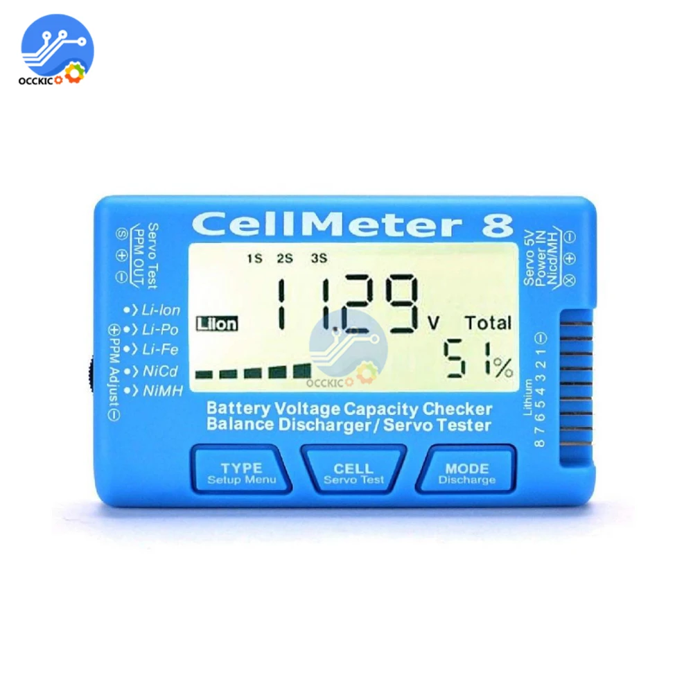 RC сотовый метр Батарея Ёмкость тестер одежда для детей 7 8 бит Cellmeter LiPo LiFe литий