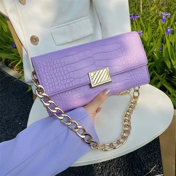 

Crocodile pattern Square Crossbody bag 2020 Fashion New Quality Leather Women's Designer Handbags Chain Shoulder Messenger Bag