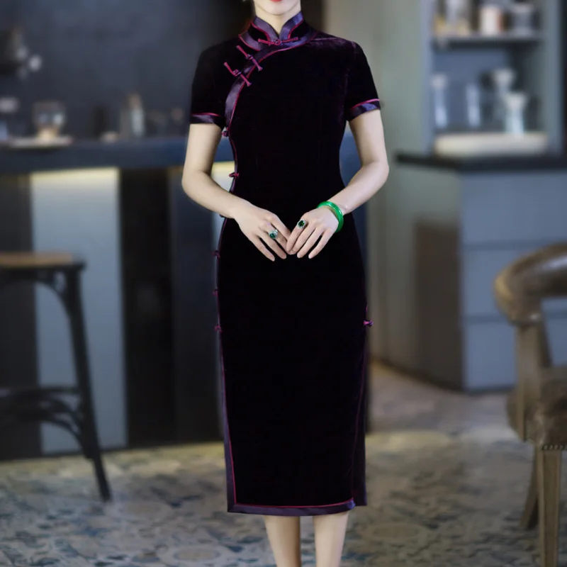 dark purple silk qipao dresses women 2020 summer long casual office work beach boho party dress plus size fashion slim dropship dark purple silk qipao dresses women 2020 summer long casual office work beach boho party dress plus size fashion slim dropship