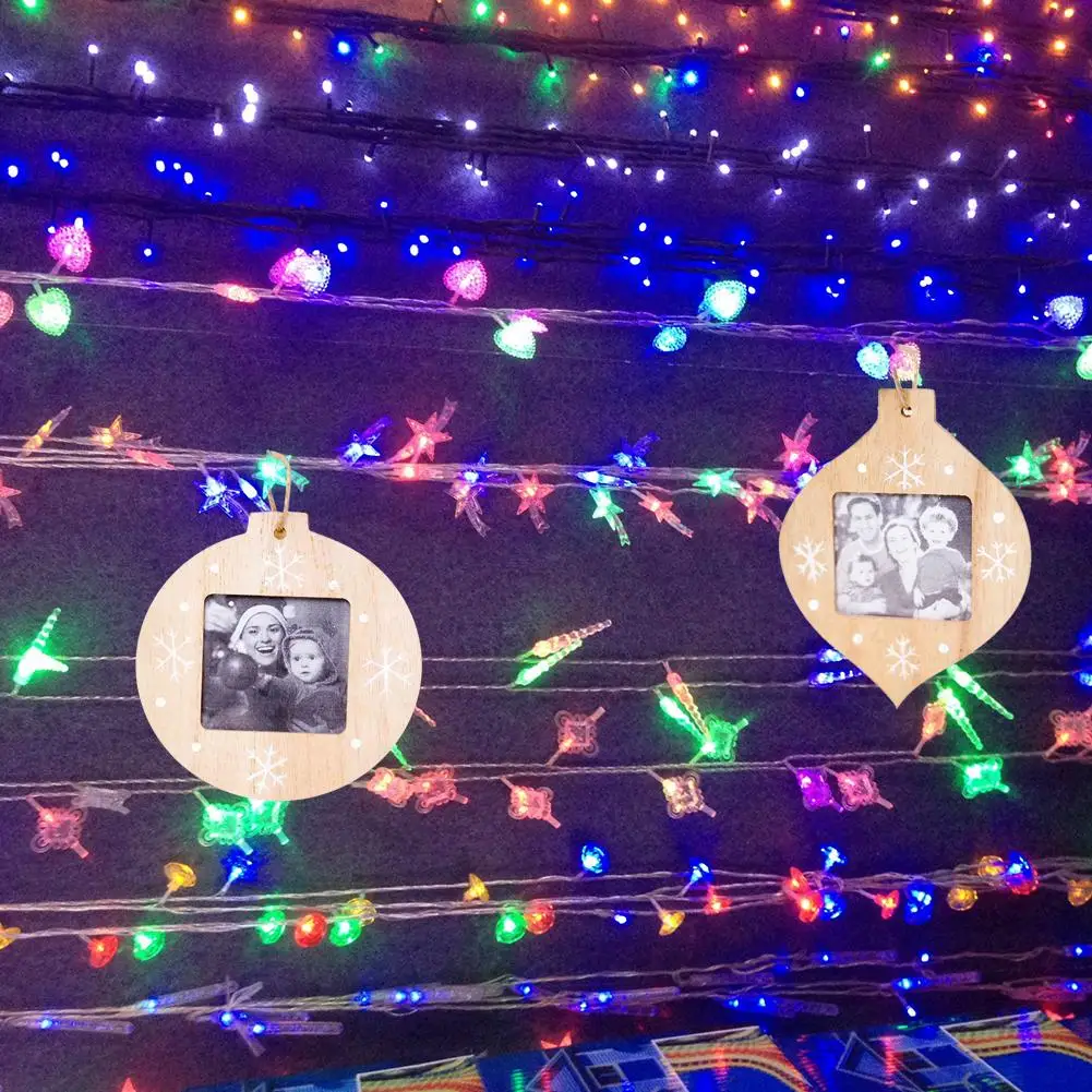 Креативная Рождественская деревянная фоторамка подвесная Елочная игрушка Звезда Сердце украшения Рождественские украшения для дома