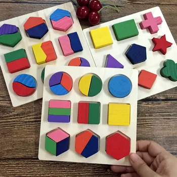

Educational Puzzle Sets Wooden Geometry Wood Toys For Baby Kids Early Learning Baby toys gift brith day
