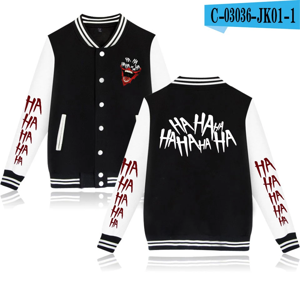 Новая бейсбольная форма Джокера Мужская одежда Harajuku Slim fit хлопковая модная бейсбольная куртка кэжуал - Цвет: black