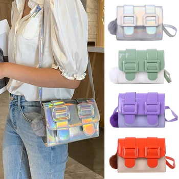 

Fashion Contrast Color Leather Shoulder Bag Women Pompom Pendant Travel Handbag Lady PU Crossbody Messenger Pouch