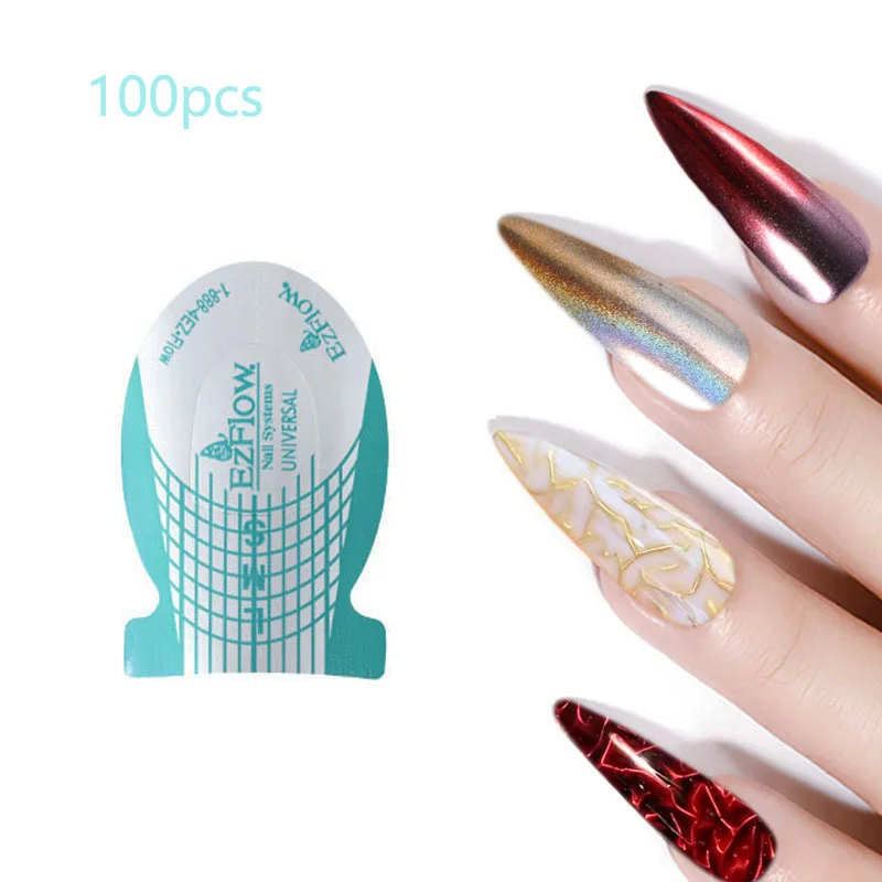 100pcs Nail Extension Stencil Stickers for UV Gel Nails