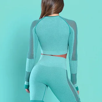 

Seamless Sports Top Women Push Up T-Shirt Fitness Long Sleeve Top Femme Workout Gym To Solid Training Top Women