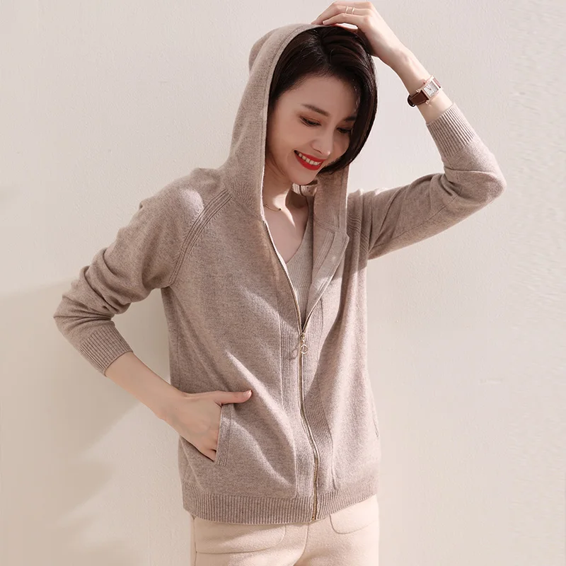 Top Grade Zipper Cardigans Women 100% Pure Goat