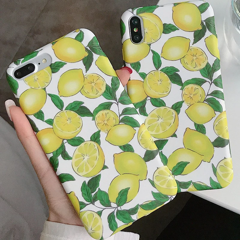 Simple Lemon Painting Phone Case for iPhone 6 6s 7 8 Plus X Xs XR Max Silicone TPU Soft Back Cover |