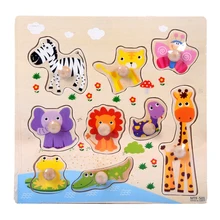 Детские игрушки Монтессори деревянная головоломка ручной захват доска набор обучающая деревянная игрушка мультфильм автомобиль животных паззлы подарок ребенку