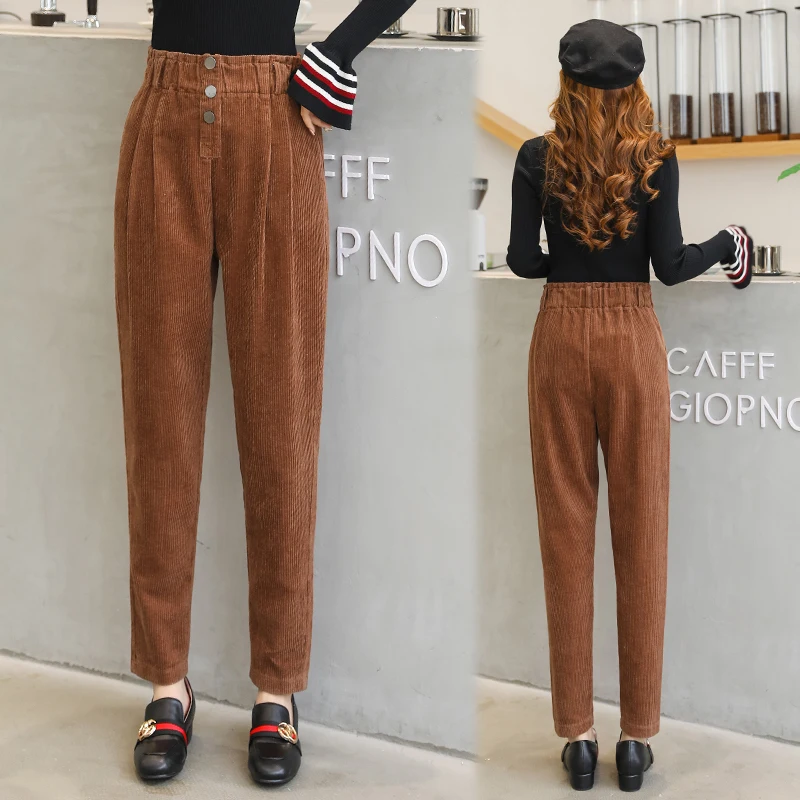 Women Corduroy Pants Vintage Casual Warm Woman Corduroy Trousers Loose Harem Pant S-5XLPlus Size Autumn Winter New Fashion