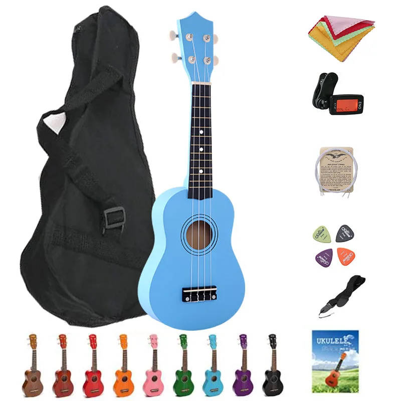 21 Inch Ukulele Mahogany Soprano Gecko Ukulele Guitar Musical Instrument 4 String Hawaiian Mini Guitarra with Bag, Picks, Tuner