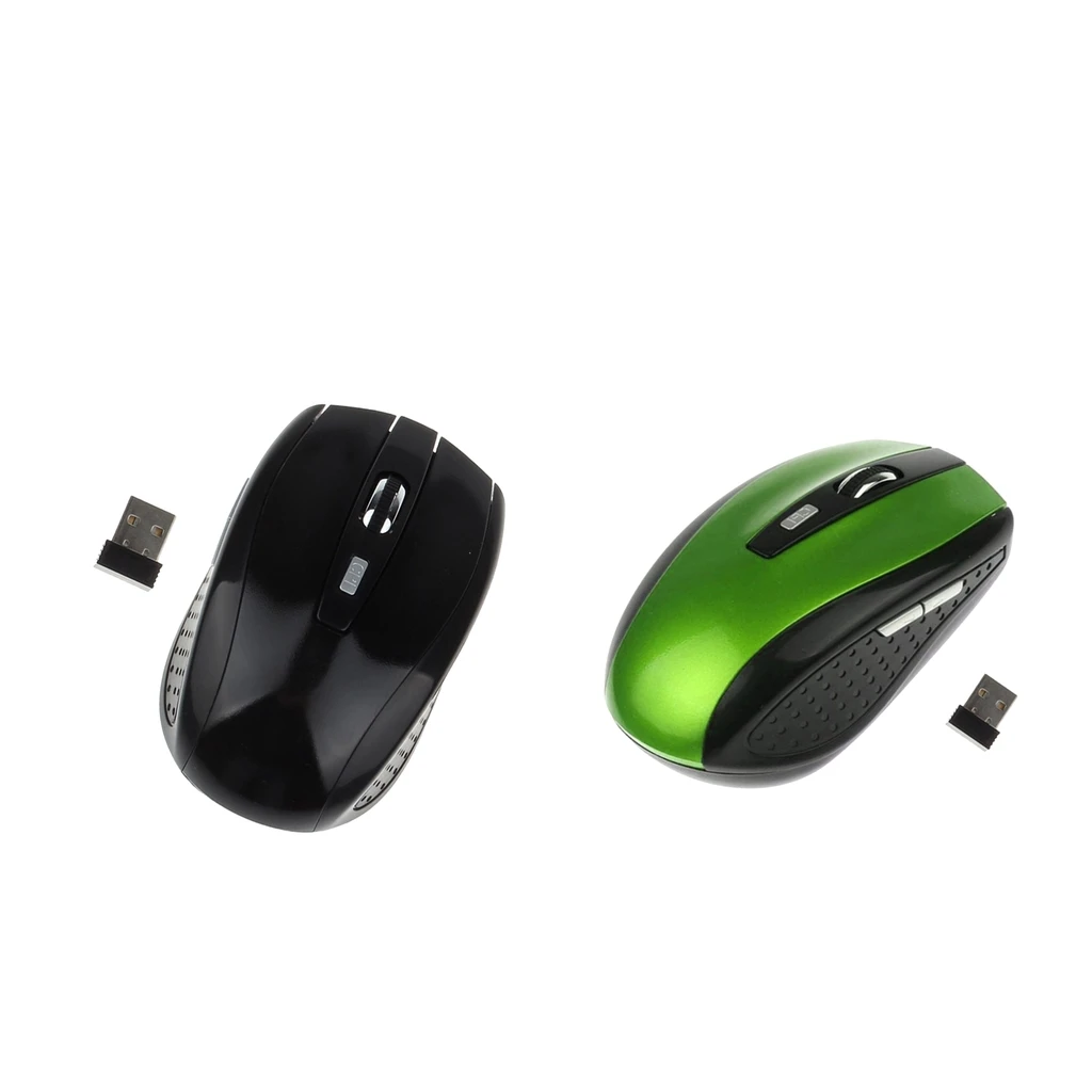 2 Packs 2.4GHz Wireless Optical Mouse USB 2.0 Receiver 6 Buttons 1800dpi Wireless Mice Mouse For PC Computer Laptop Mouse
