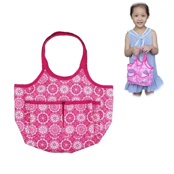 

11.81x7.48x5.9 Inch Doll Tote Bag, Hot Pink Quilted Velour Doll Carrier, Tote