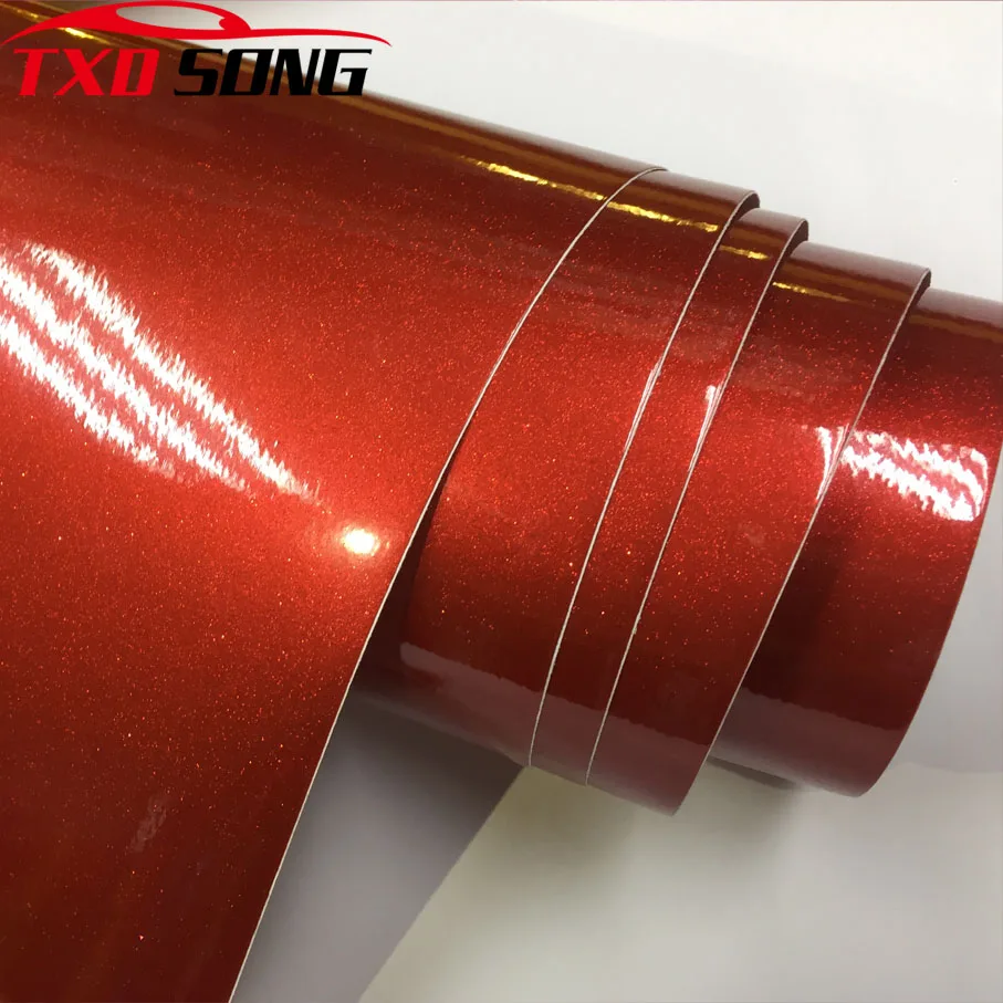 

12/30/50/60CM x100CM High glossy Red Diamond pearl glitter wrapping vinyl film Glossy red diamond glitter car sticker