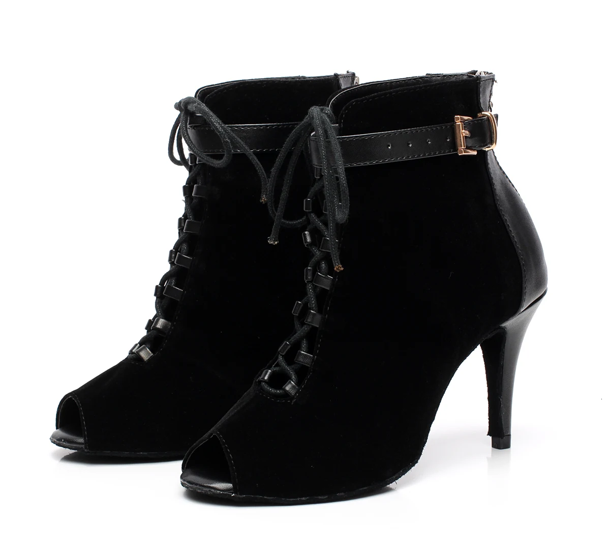 

Female Jazz Salsa Ballroom Latin Dance Shoes For Dancing Women Social Sexy Cow Outsole Cow Spit Flock 6179 Boots