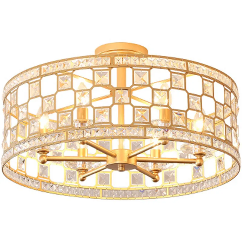 

American Country Bedroom Crystal 6 Retro Gold Children Cloakroom Restaurant Post Modern Minimalist Room Creative Ceiling Light