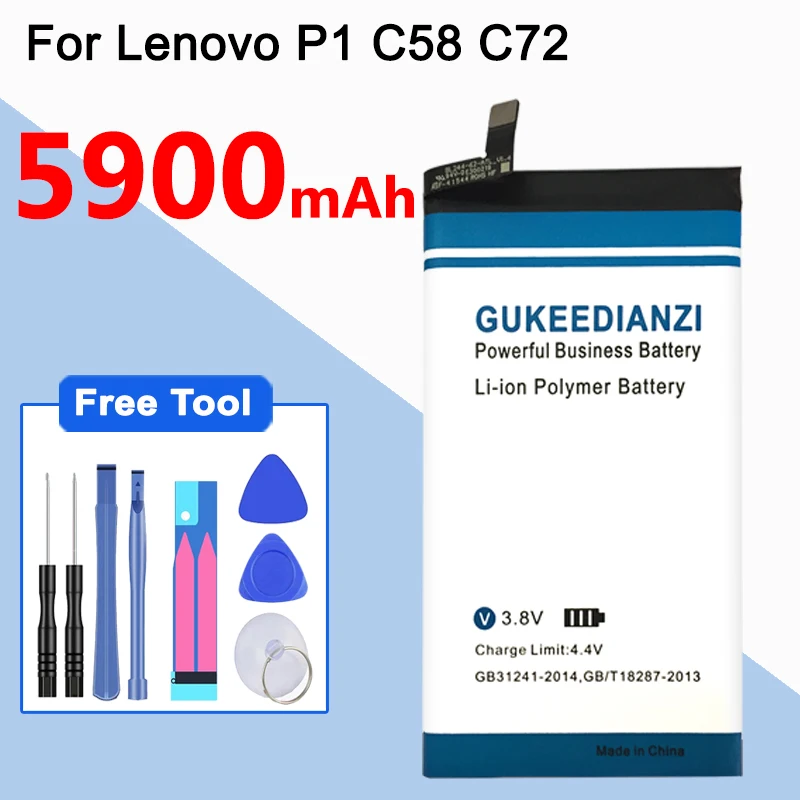 GUKEEDIANZI BL244 5900 мА/ч, Батарея для lenovo P1 C58 C72 P1c58 запасная батарея для мобильного телефона