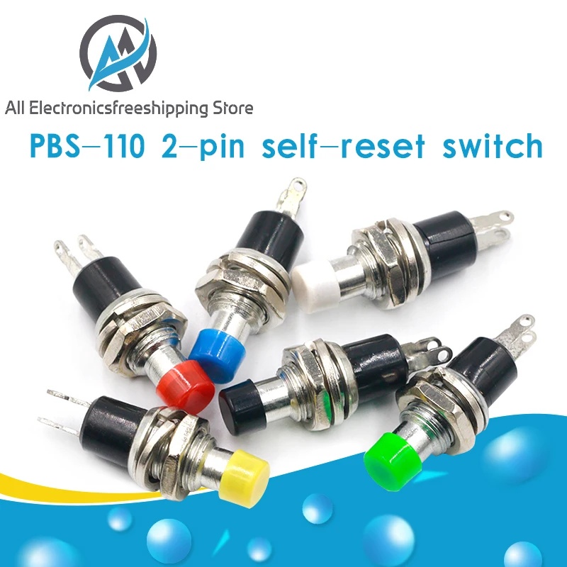 

6pcs PBS-110 7MM Momentary Push button Switch Press the reset switch Momentary On Off Push Button Micro SwitchNormally Open NO