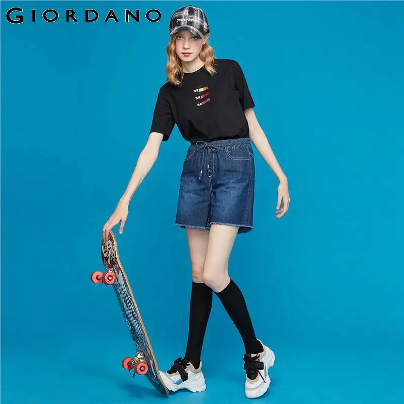 Giordano женская футболка с коротким рукавом и буквенным принтом