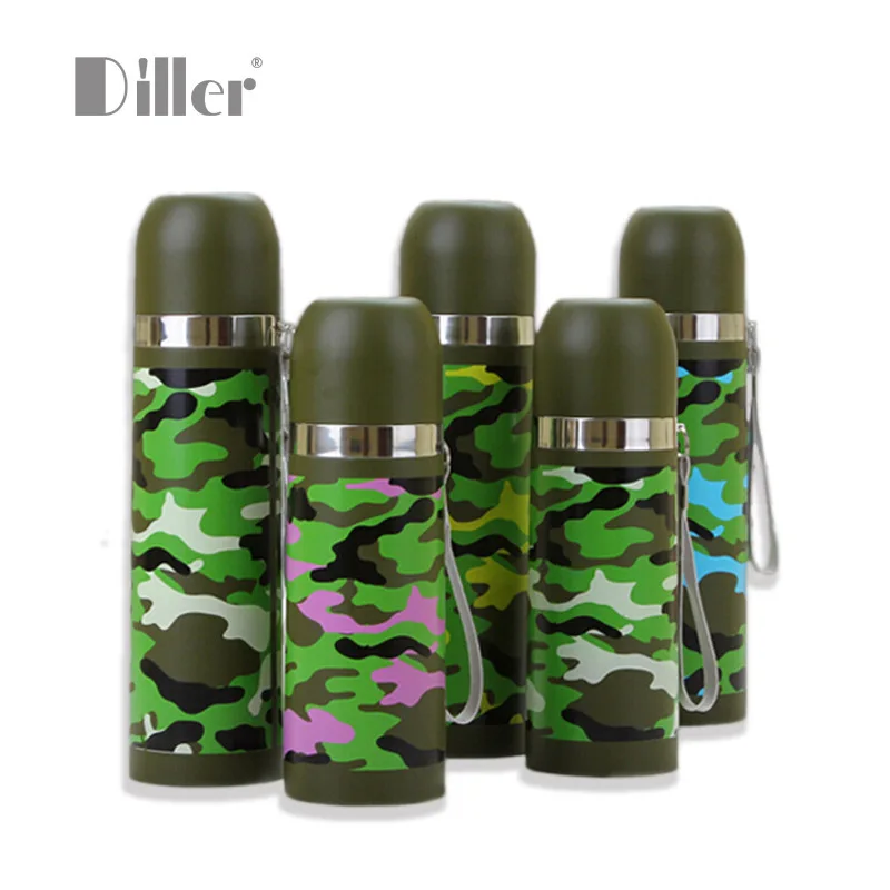 

5279 Camouflage Trend Bullet Thermos Mug Students Sports Stainless Steel Double Layer Insulated Glass 350ml