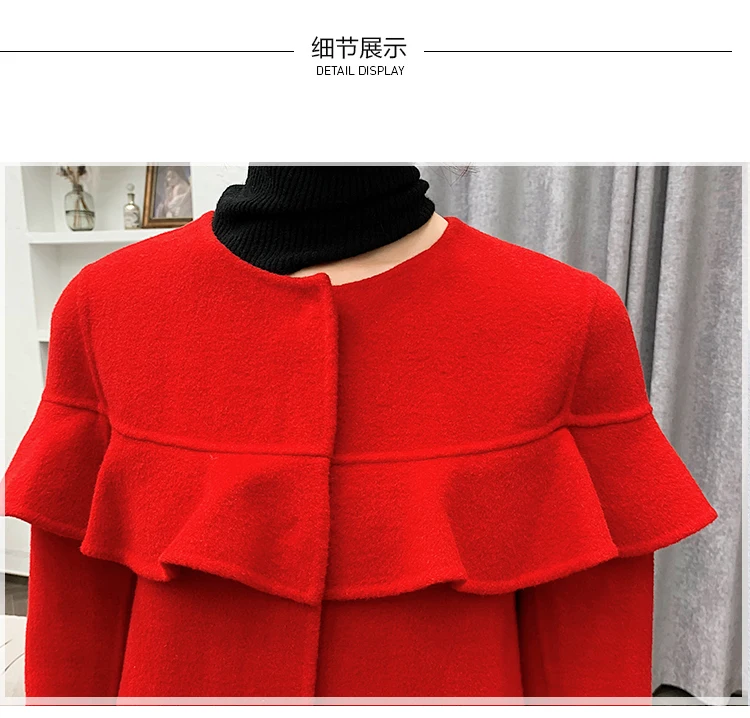 Wool100% зимние женские шерстяные куртки с длинным рукавом, однотонные женские куртки с воротником-стойкой, Женские однотонные куртки с широкой талией, пальто