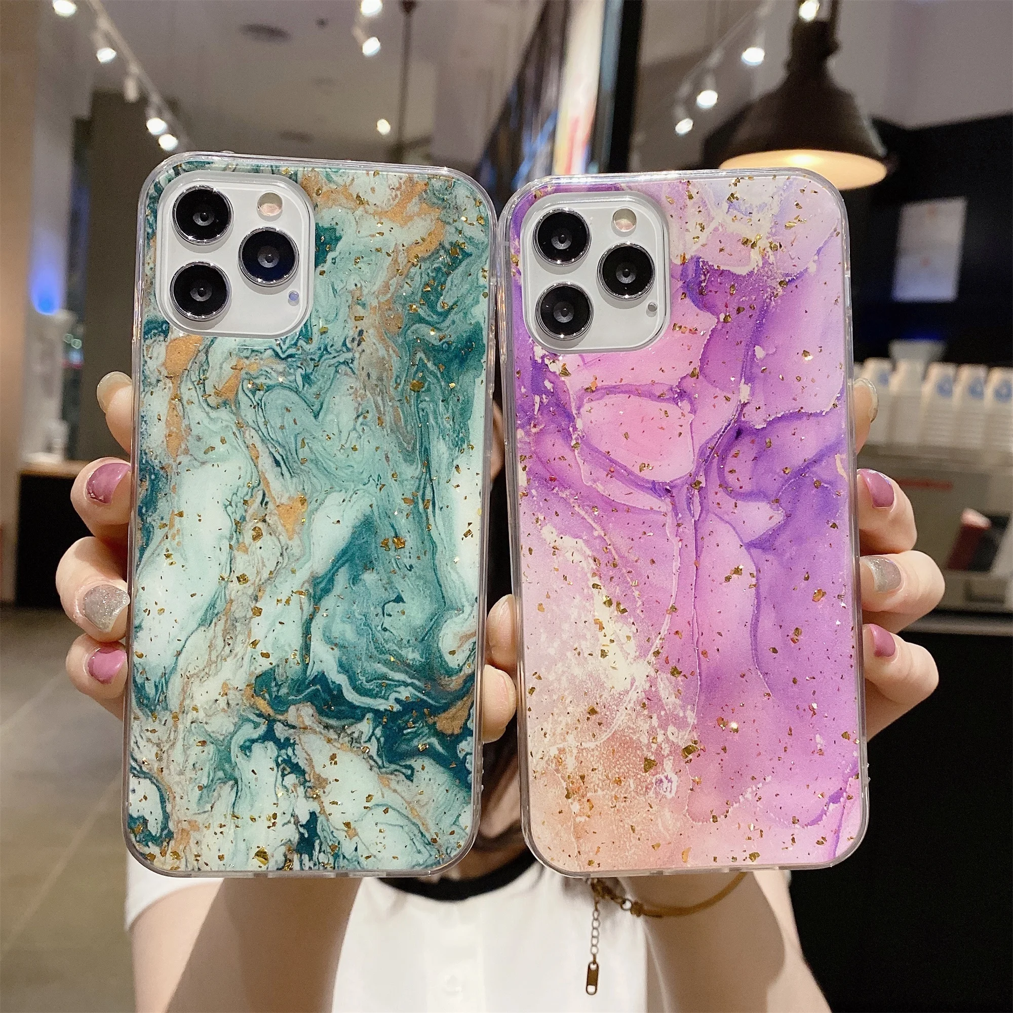 С сияющими блестками мраморный силиконовый чехол для телефона Iphone 11 Pro 7 8 Plus X XR XS