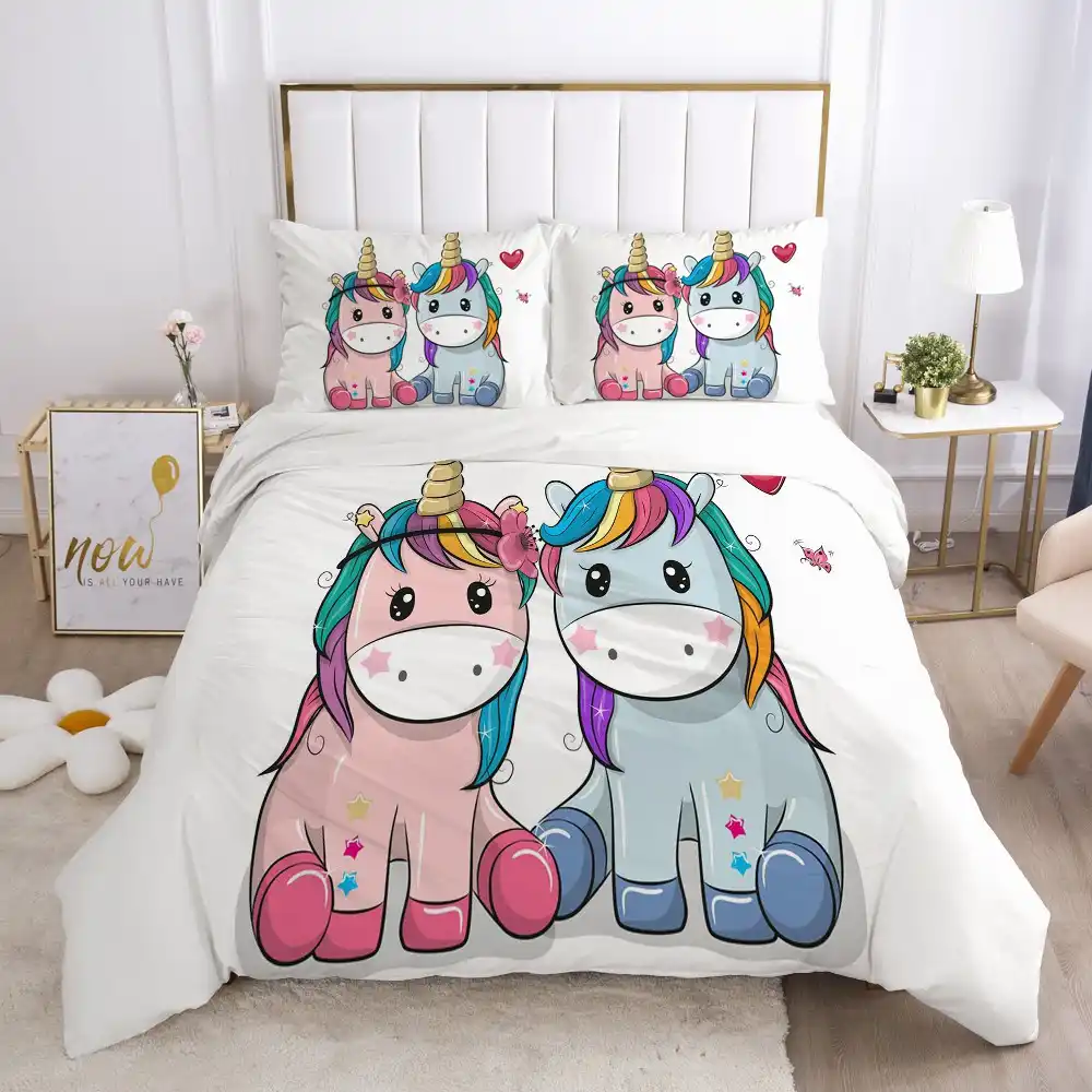Unicorn Bedding Set For Kids Crib Children Baby Cartoon Duvet