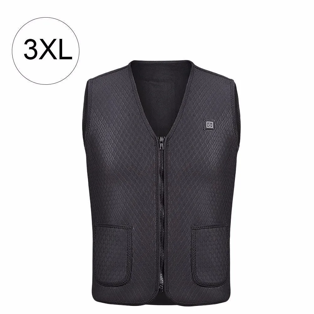 Мужская и женская уличная USB Инфракрасная нагревательная жилетка, зимняя гибкая электрическая тепловая одежда, жилет для рыбалки, походов, Прямая поставка - Цвет: Black vest XXXL