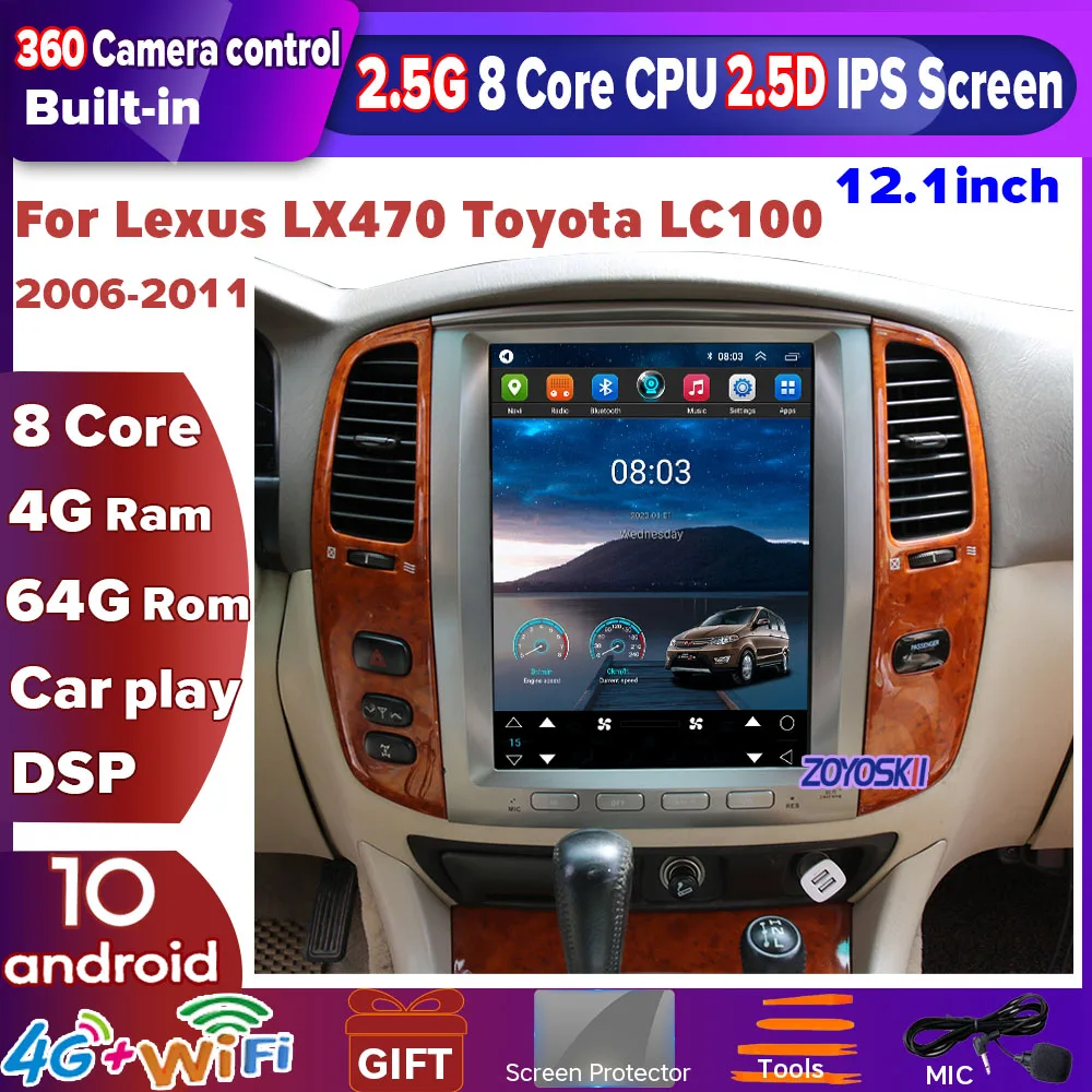 Автомагнитола Tesla 12 1 дюйма Android 11 GPS-навигатор для Toyota Land Cruiser LC100 Lexus LX470 |