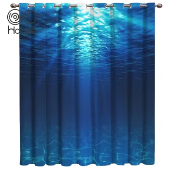 

Clear Deep Blue Sea Window Treatments Curtains Valance Curtain Living Room Bathroom Bedroom Drapes Decor Curtains Kids Room